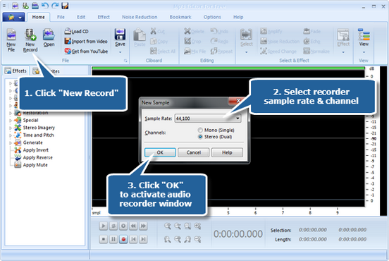 Activate audio recorder window Activate audio recorder window