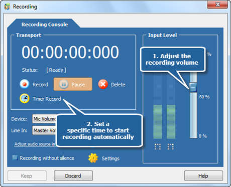 Adjust recording settings Adjust recording settings