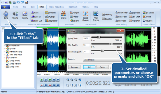 Add echo to an audio file Add echo to an audio file