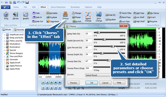 Apply chorus effect to music Apply chorus effect to music