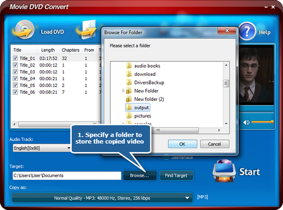 Specify output settings Specify output settings