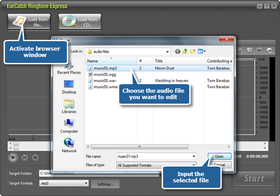 Add audio files Add audio files