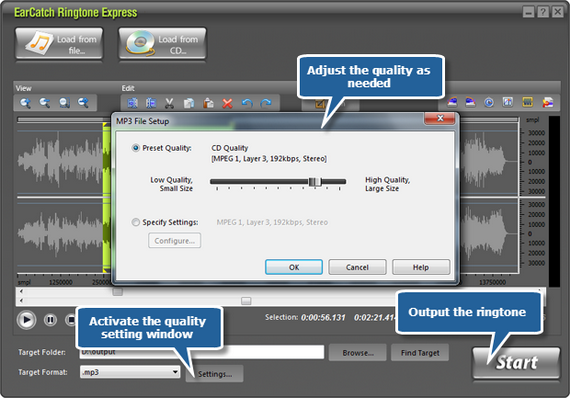 Adjust output quality Adjust output quality